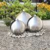 3 Pcs Sphères De Fontaine De Jardin Avec LED Acier Inoxydable
