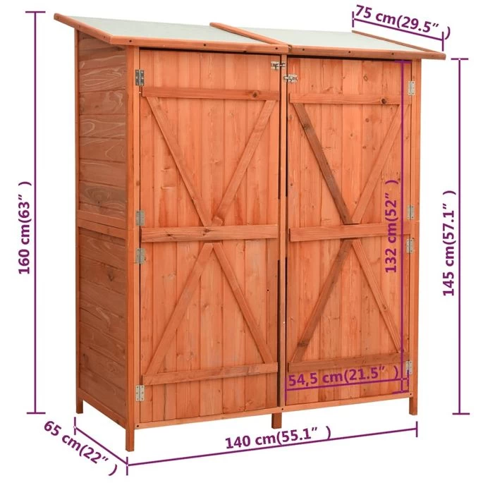 Abri à Outils De Jardin 135,5x75x160 Cm Bois De Sapin Massif – Image 10