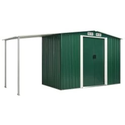 Abri De Jardin Avec Porte Coulissante Vert 386x131x178 Cm Acier