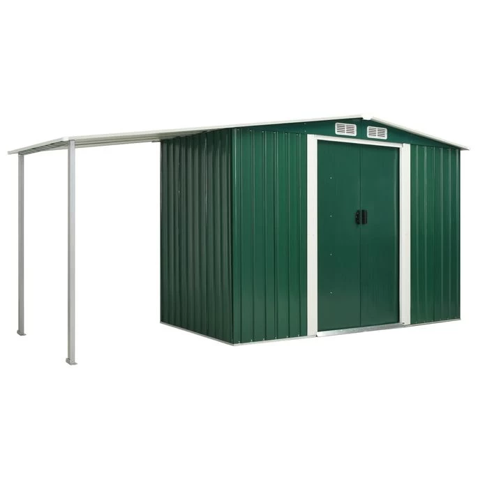Abri De Jardin Avec Porte Coulissante Vert 386x131x178 Cm Acier