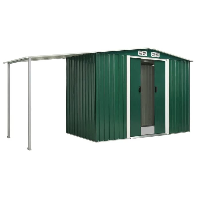 Abri De Jardin Avec Porte Coulissante Vert 386x131x178 Cm Acier – Image 4