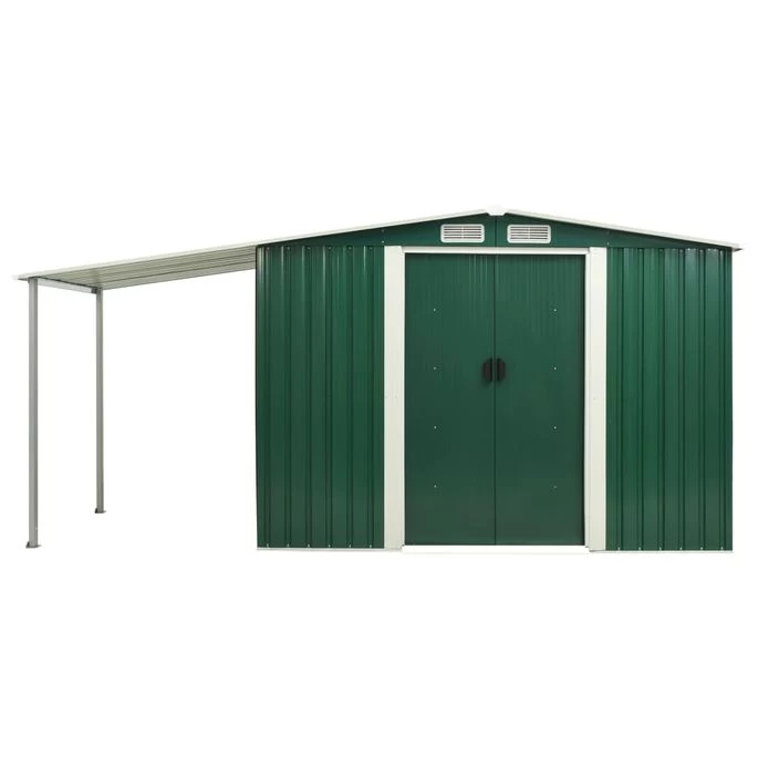 Abri De Jardin Avec Porte Coulissante Vert 386x131x178 Cm Acier – Image 6