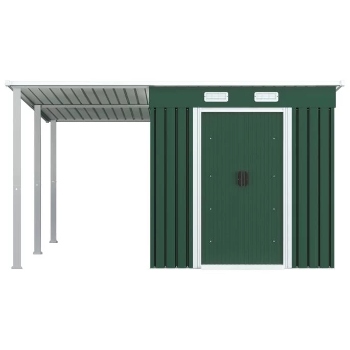 Abri De Jardin Avec Toit étendu Vert 336x270x181 Cm Acier – Image 4