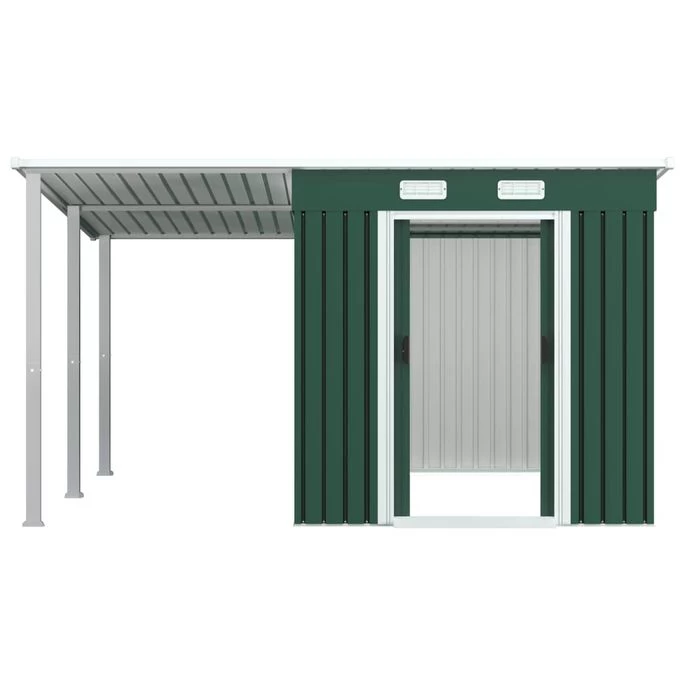 Abri De Jardin Avec Toit étendu Vert 336x270x181 Cm Acier – Image 7