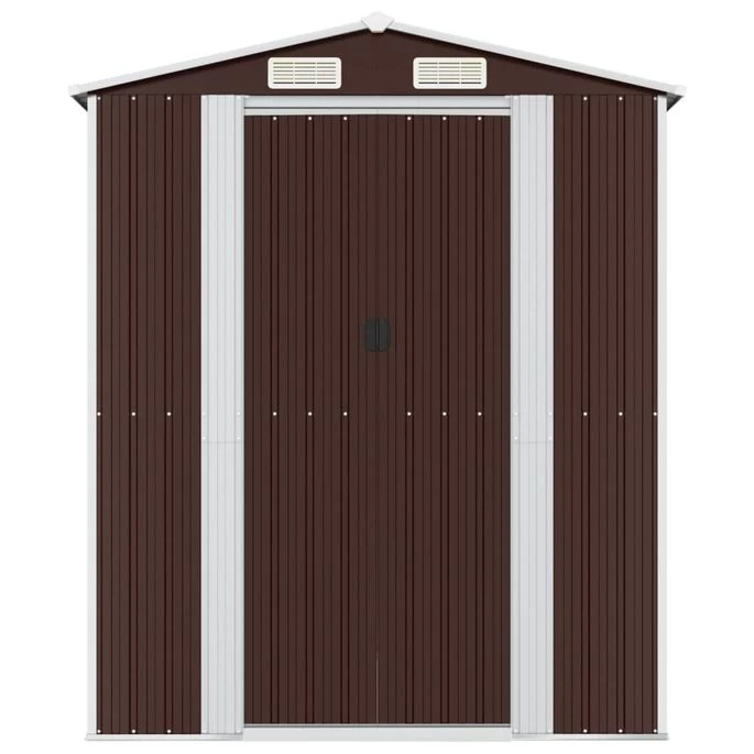 Abri De Jardin Marron Foncé 192x523x223 Cm Acier Galvanisé – Image 3