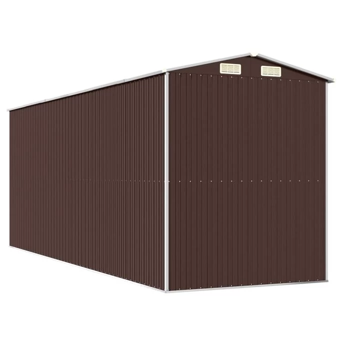 Abri De Jardin Marron Foncé 192x523x223 Cm Acier Galvanisé – Image 6