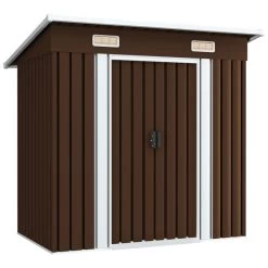 Abri De Stockage Pour Jardin Marron 194x121x181 Cm Acier