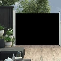 Auvent Latéral Rétractable De Patio 120x500 Cm Noir