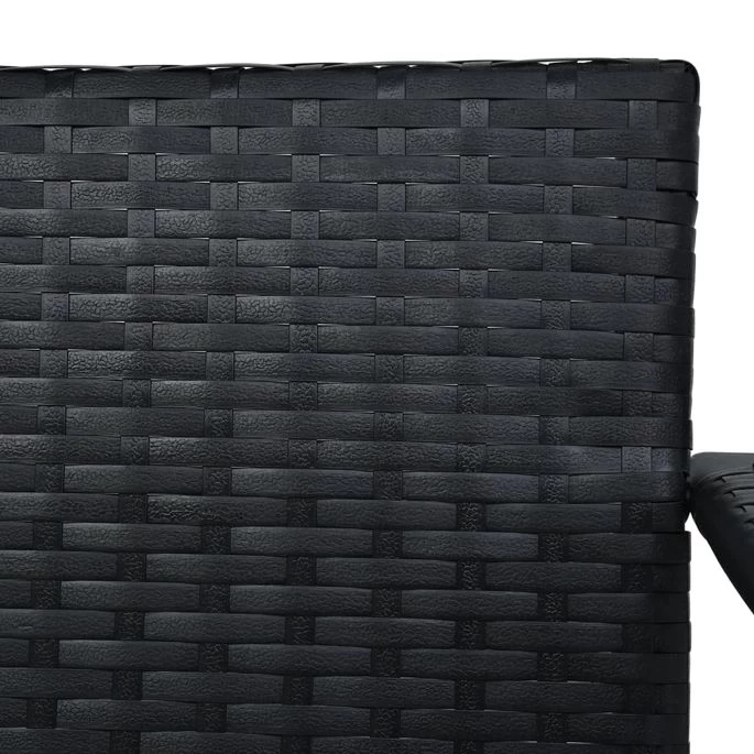 Balancelle à 3 Places De Jardin Avec Auvent Résine Tressée Noir – Image 7