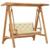 Balancelle Avec Coussin Blanc Crème 170 Cm Bois De Teck Solide