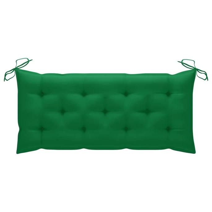 Balancelle Avec Coussin Vert 170 Cm Bois De Teck Solide – Image 8