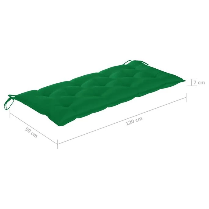 Balancelle Avec Coussin Vert 170 Cm Bois De Teck Solide – Image 12