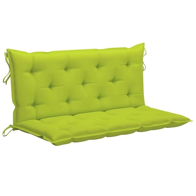 Balancelle Avec Coussin Vert Vif 120 Cm Bois De Teck Solide – Image 2