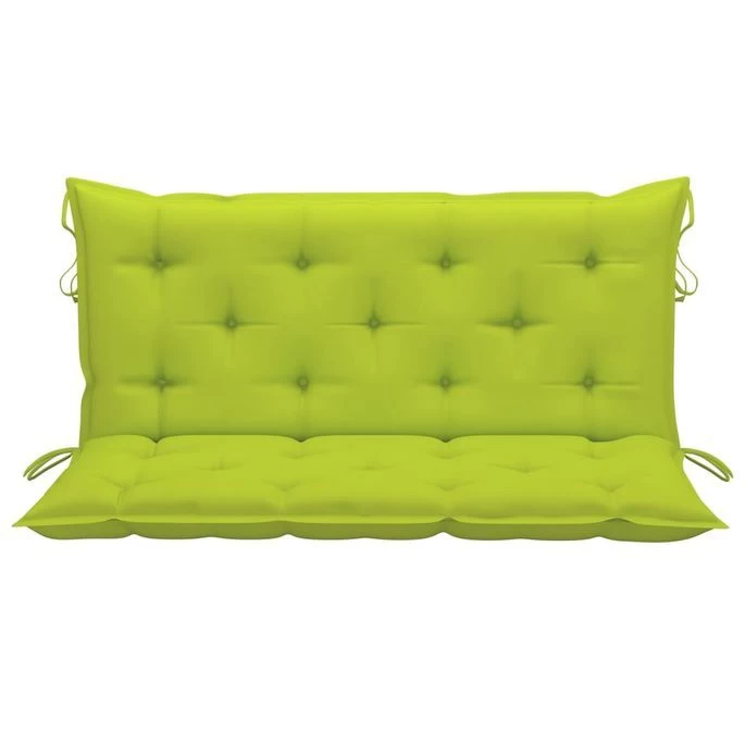Balancelle Avec Coussin Vert Vif 120 Cm Bois De Teck Solide – Image 3