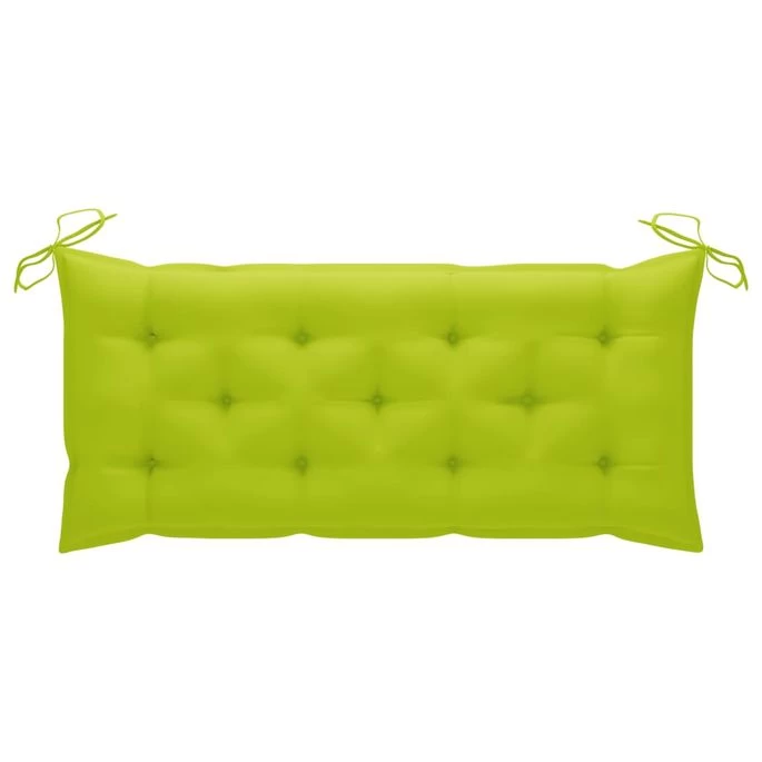 Balancelle Avec Coussin Vert Vif 120 Cm Bois De Teck Solide – Image 5