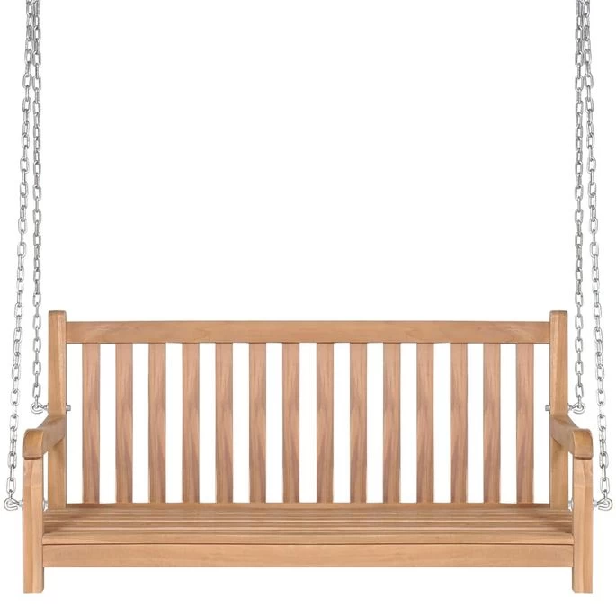 Balancelle Avec Coussin Vert Vif 120 Cm Bois De Teck Solide – Image 8