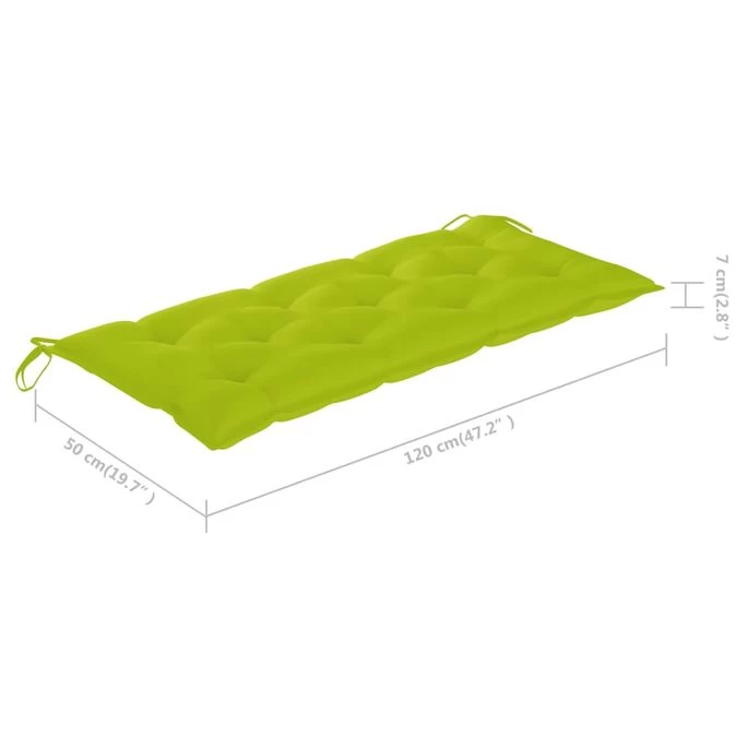Balancelle Avec Coussin Vert Vif 120 Cm Bois De Teck Solide – Image 12