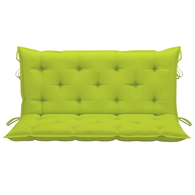 Balancelle Avec Coussin Vert Vif 170 Cm Bois De Teck Solide – Image 7