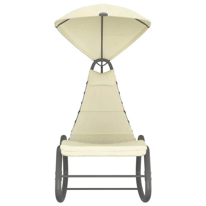 Balancelle De Jardin Crème 160x80x195 Cm Tissu – Image 2