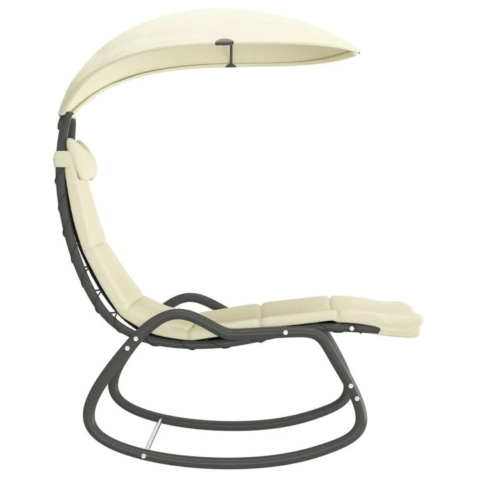 Balancelle De Jardin Crème 160x80x195 Cm Tissu – Image 3