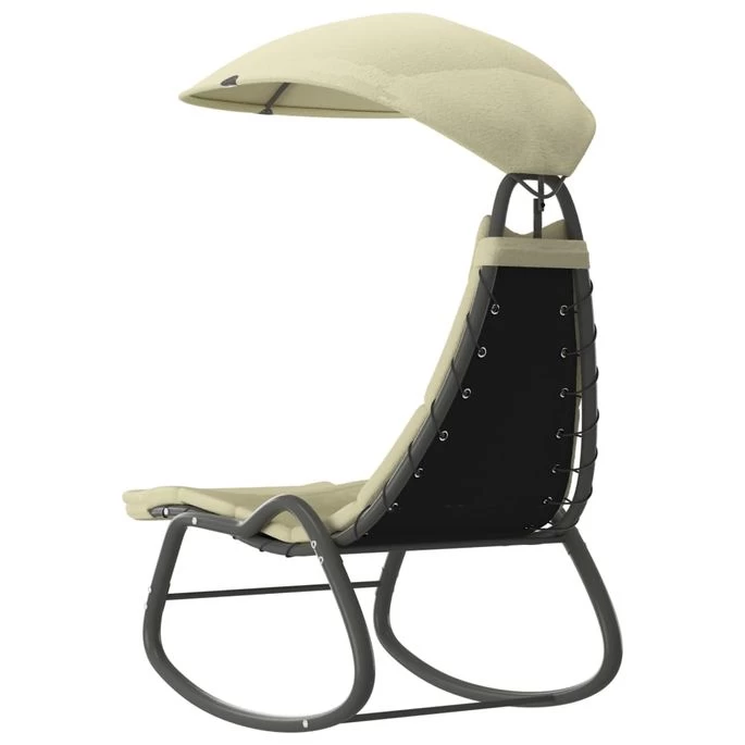 Balancelle De Jardin Crème 160x80x195 Cm Tissu – Image 4