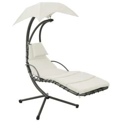 Balancelle De Jardin Crème Et Gris 190x90x200 Cm Tissu