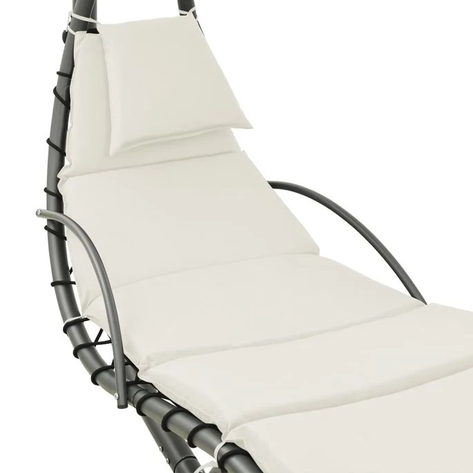 Balancelle De Jardin Crème Et Gris 190x90x200 Cm Tissu – Image 5