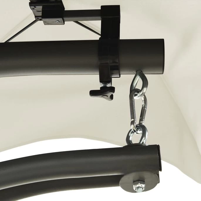 Balancelle De Jardin Crème Et Gris 190x90x200 Cm Tissu – Image 7