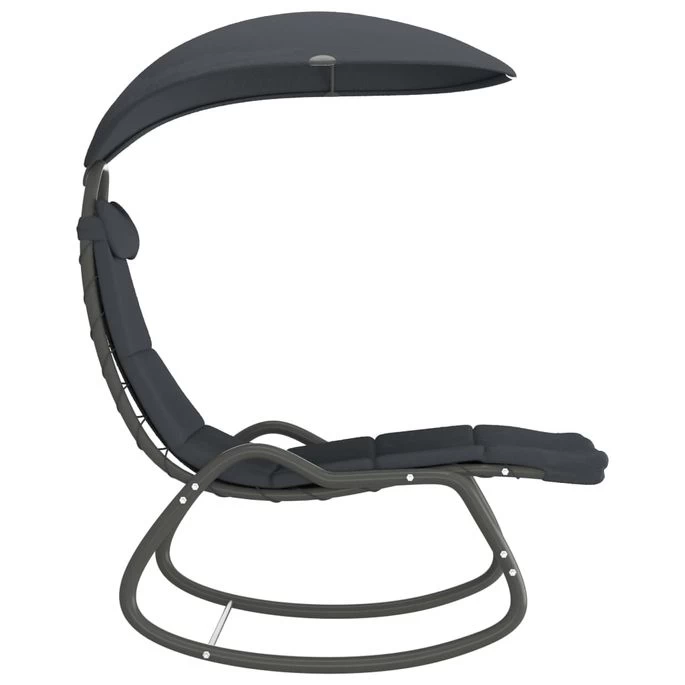 Balancelle De Jardin Noir 160x80x195 Cm Tissu – Image 3