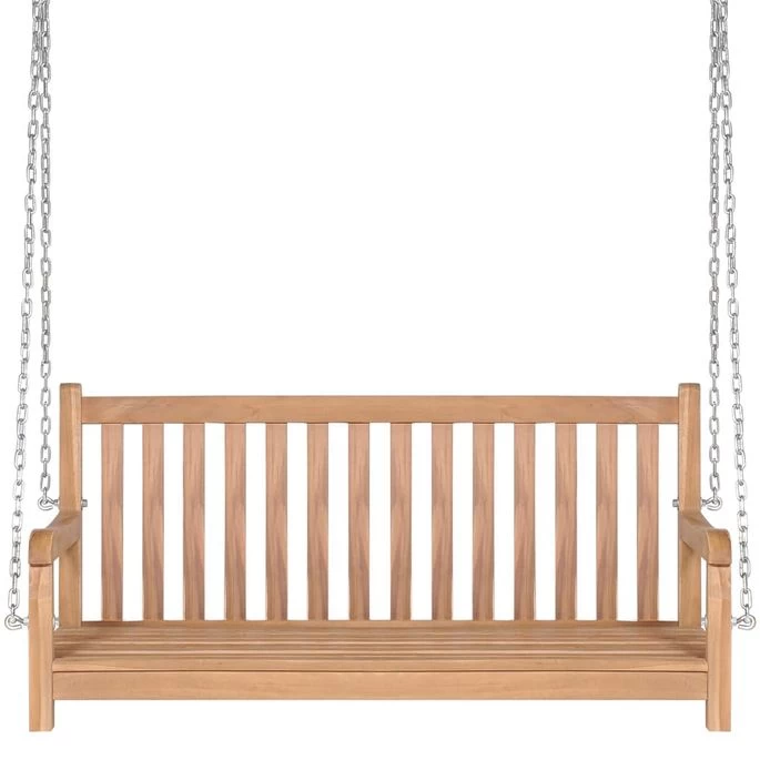 Balançoire Bois De Teck Massif 120 X 60 X 57,5 Cm Marron – Image 2