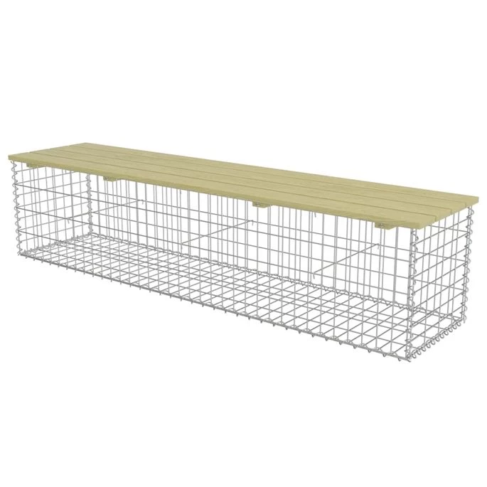 Banc à Gabion 180 Cm Acier Galvanisé Et Pinède 2 – Image 2