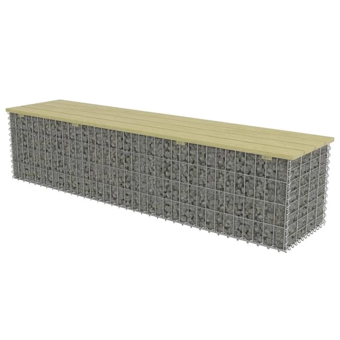 Banc à Gabion 180 Cm Acier Galvanisé Et Pinède 2 – Image 3