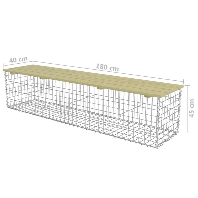 Banc à Gabion 180 Cm Acier Galvanisé Et Pinède 2 – Image 6