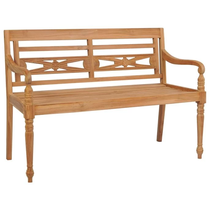 Banc Batavia Avec Coussin Bordeaux 150 Cm Bois De Teck Massif – Image 2