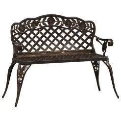 Banc De Jardin 108 Cm Aluminium Coulé Bronze