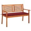Banc De Jardin 2 Places Avec Coussin 120 Cm Bois D'eucalyptus 7