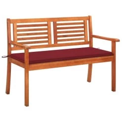 Banc De Jardin 2 Places Avec Coussin 120 Cm Bois D'eucalyptus 7