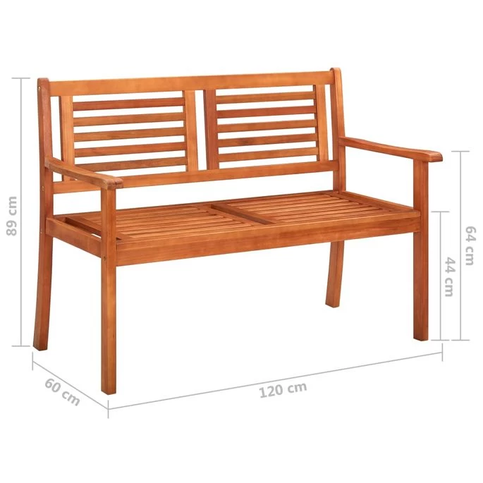 Banc De Jardin 2 Places Avec Coussin 120 Cm Bois D'eucalyptus 7 – Image 10