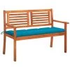 Banc De Jardin 2 Places Avec Coussin 120 Cm Bois D'eucalyptus 20