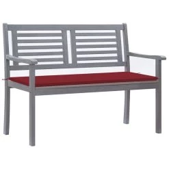 Banc De Jardin 2 Places Avec Coussin 120 Cm Gris Eucalyptus 2