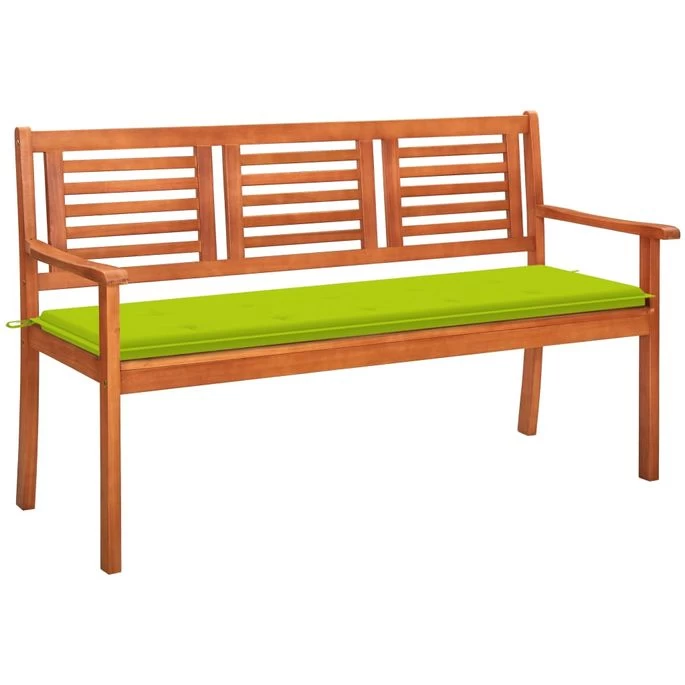 Banc De Jardin 3 Places Avec Coussin 150 Cm Bois D'eucalyptus 20