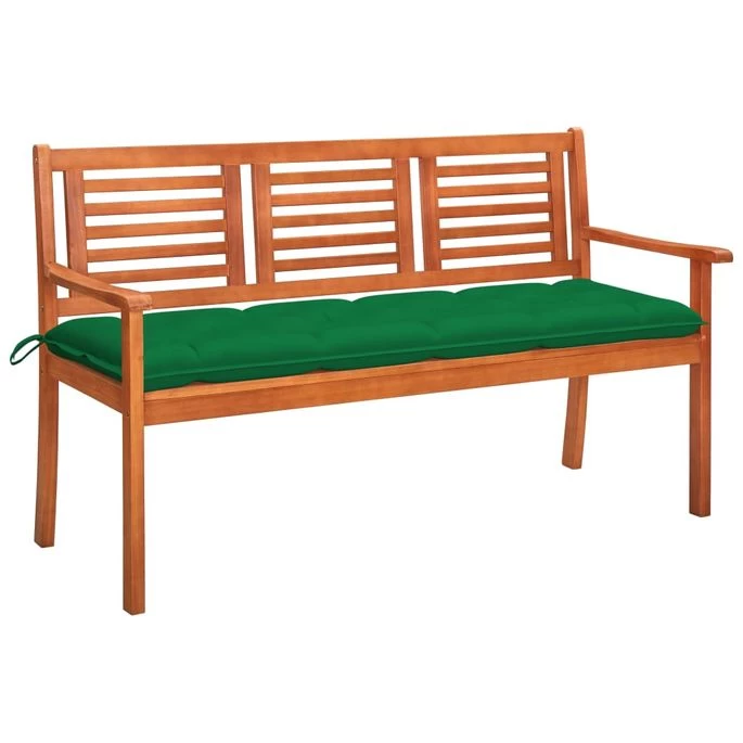 Banc De Jardin 3 Places Avec Coussin 150 Cm Bois D'eucalyptus 9