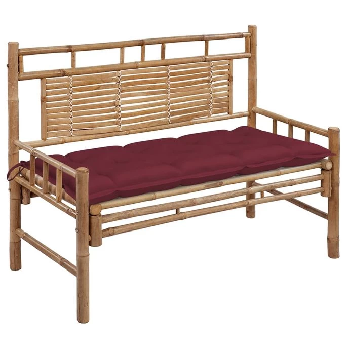 Banc De Jardin Avec Coussin 120 Cm Bambou 26