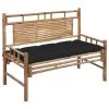 Banc De Jardin Avec Coussin 120 Cm Bambou 10