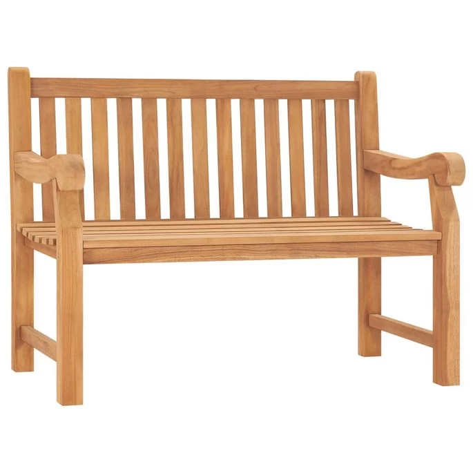 Banc De Jardin Avec Coussin 120 Cm Bois De Teck Massif 3 – Image 2