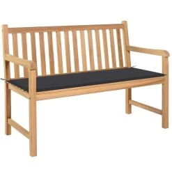 Banc De Jardin Avec Coussin Anthracite 120 Cm Teck Massif