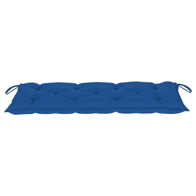 Banc De Jardin Avec Coussin Bleu 120 Cm Bois De Teck Massif – Image 3
