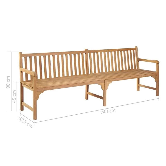 Banc De Jardin Avec Coussin Bleu 240 Cm Bois De Teck Massif – Image 9