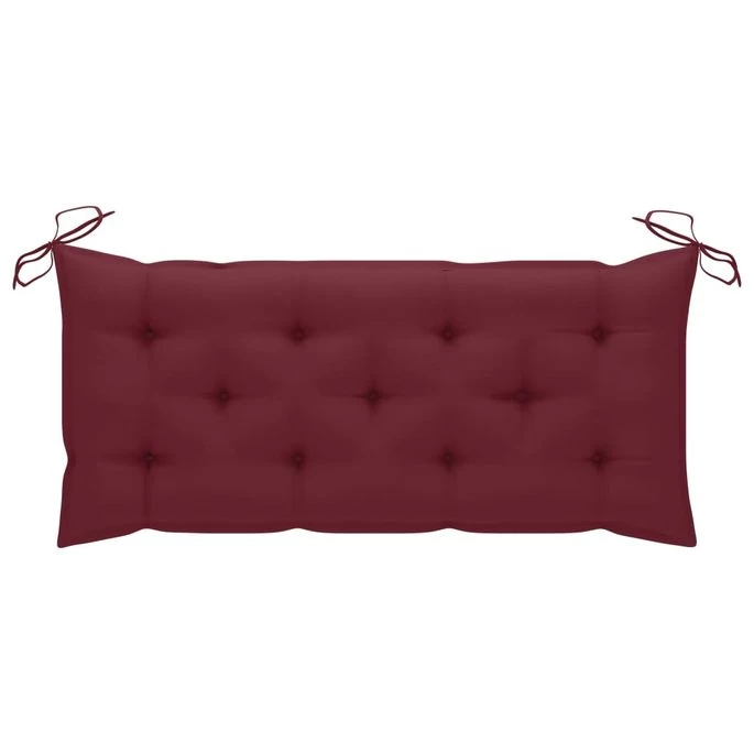 Banc De Jardin Avec Coussin Bordeaux 120 Cm Bois De Teck Massif 5 – Image 4
