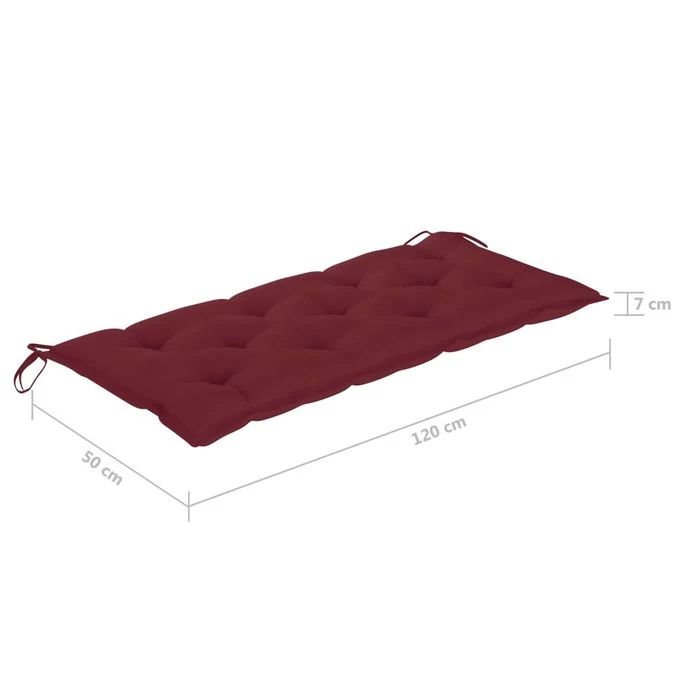 Banc De Jardin Avec Coussin Bordeaux 120 Cm Bois De Teck Massif 5 – Image 10